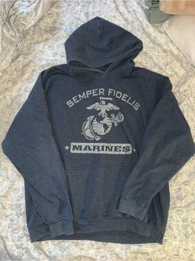 Semper Fidelis Marines Hooded Sweatshirt - Navy Blue